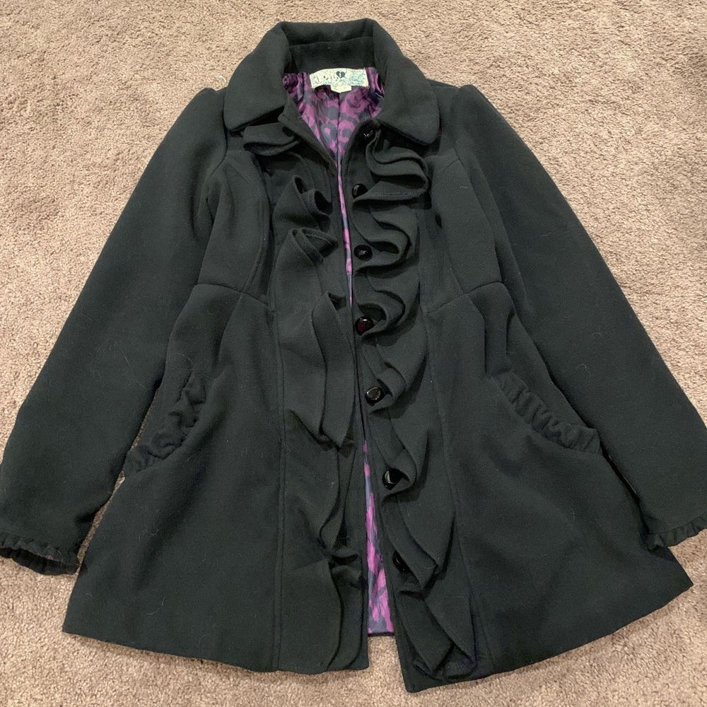 Holy black p coat jacket with pockets